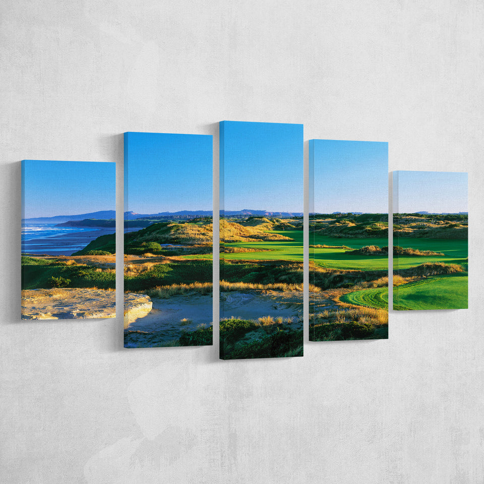 Bandon Dunes Hole 05, Bandon, Oregon, Golf Art Print, 5 Panels Canvas Prints Wall Art Decor