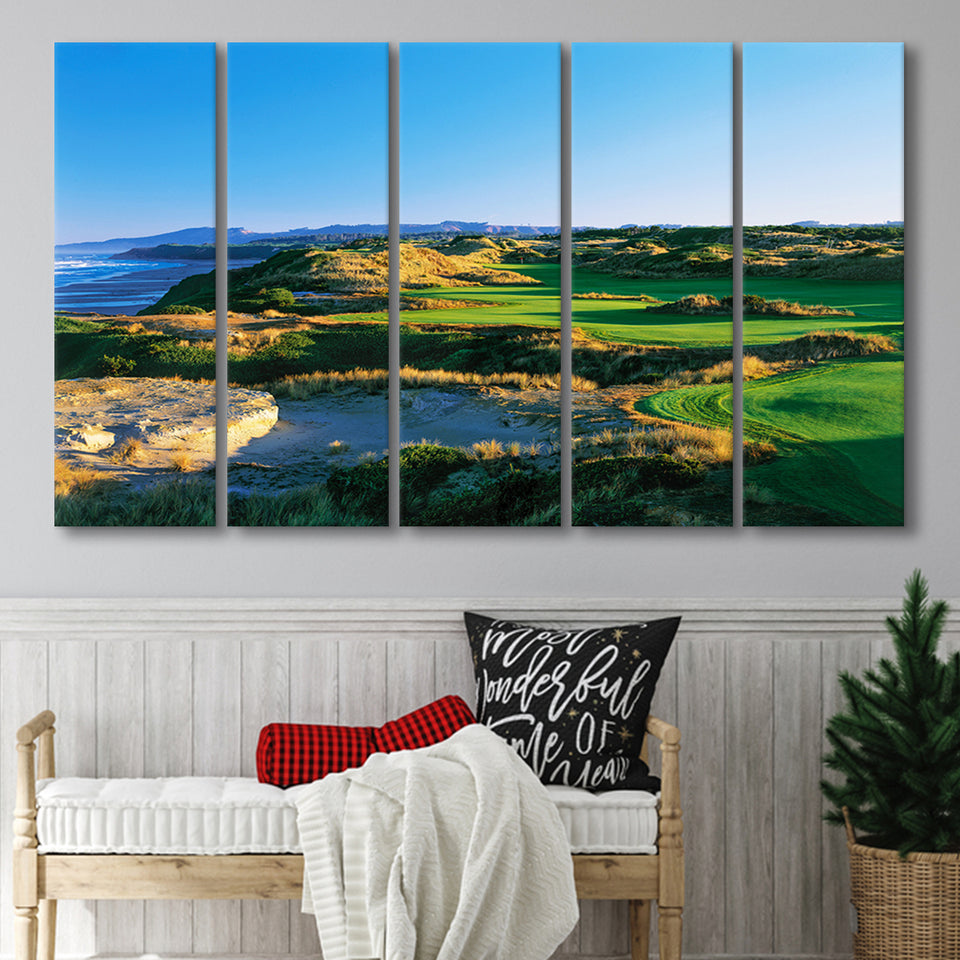 Bandon Dunes Hole 05, Bandon, Oregon, 5 Panels Extra Large Canvas Prints Wall Art Decor