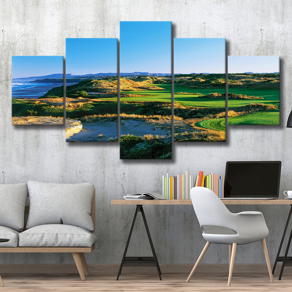 Bandon Dunes Hole 05, Bandon, Oregon, Golf Art Print, 5 Panels Canvas Prints Wall Art Decor