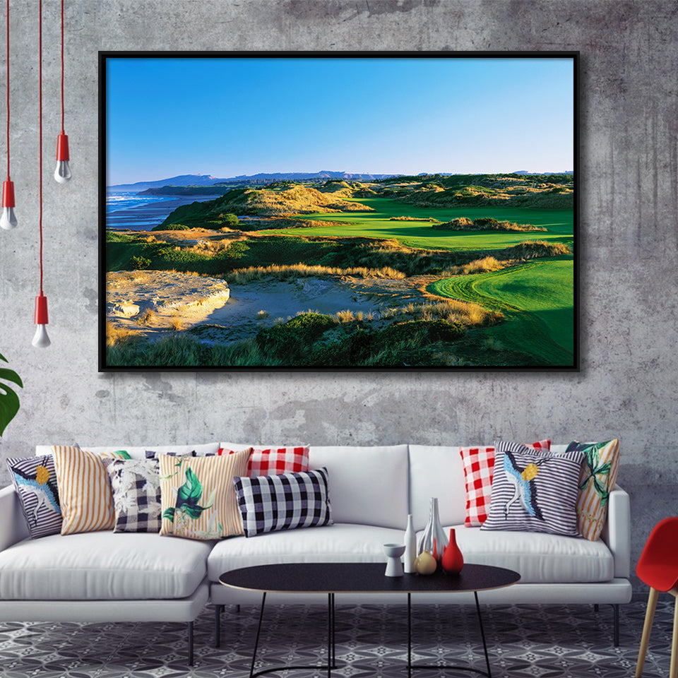 Bandon Dunes Hole 05, Bandon, Oregon, Golf Art Print, Framed Canvas Prints Wall Art Decor, Floating Frame