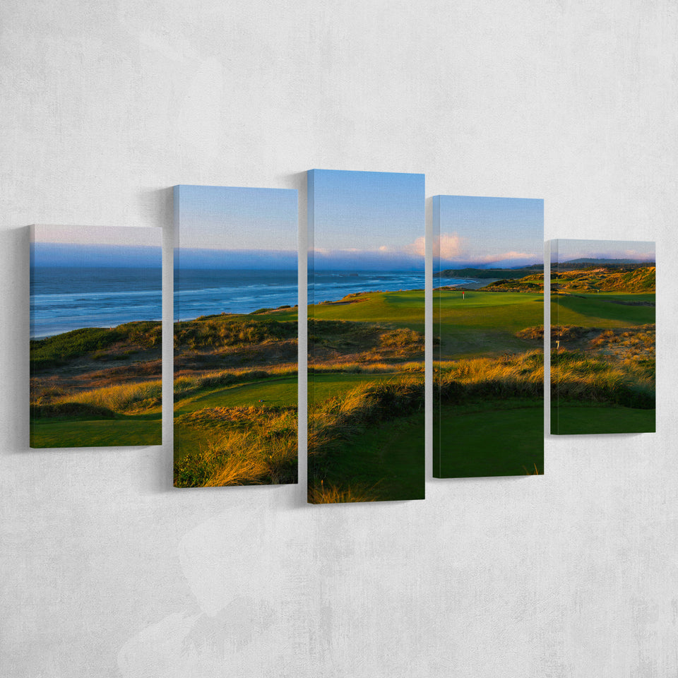 Bandon Dunes Hole 06, Bandon, Oregon, Golf Art Print, 5 Panels Canvas Prints Wall Art Decor