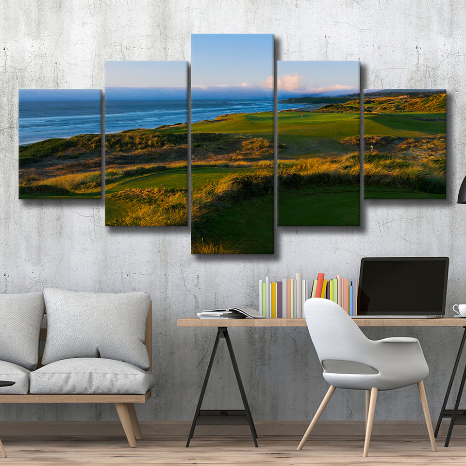 Bandon Dunes Hole 06, Bandon, Oregon, Golf Art Print, 5 Panels Canvas Prints Wall Art Decor