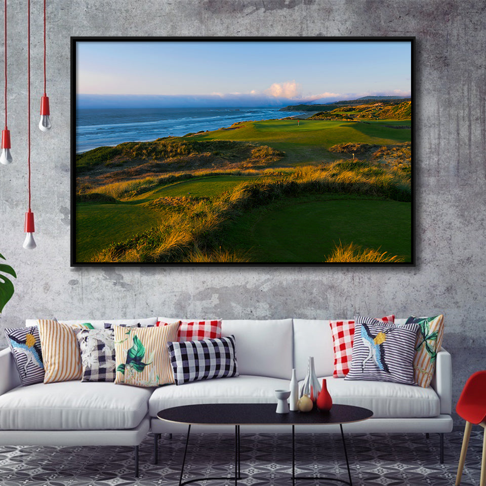 Bandon Dunes Hole 06, Bandon, Oregon, Golf Art Print, Framed Canvas Prints Wall Art Decor, Floating Frame