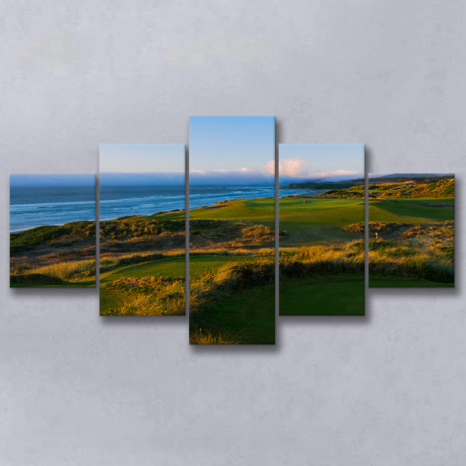 Bandon Dunes Hole 06, Bandon, Oregon, Golf Art Print, 5 Panels Canvas Prints Wall Art Decor