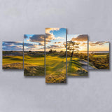 Bandon Preserve Golf Course Hole 11 Sunset 2, Golf Art Print, 5 Panels Canvas Prints Wall Art Decor