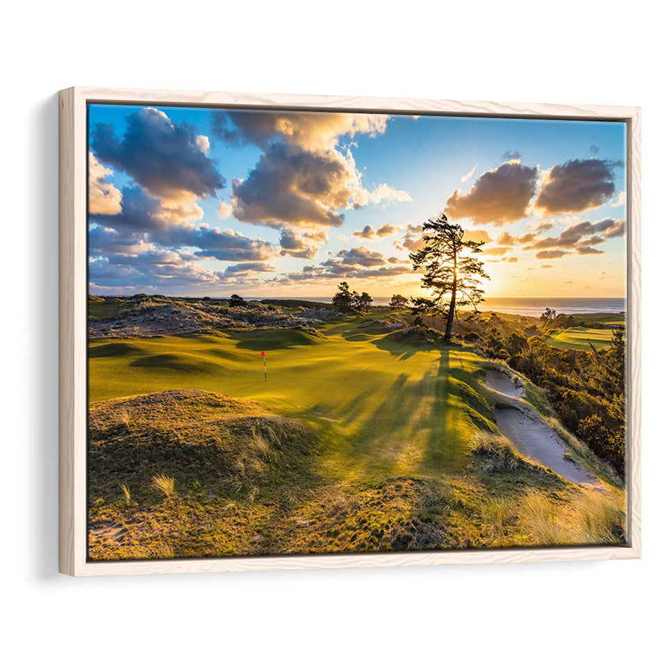 Bandon Preserve Golf Course Hole 11 Sunset 2, Golf Art Print, Framed Canvas Prints Wall Art Decor, Floating Frame