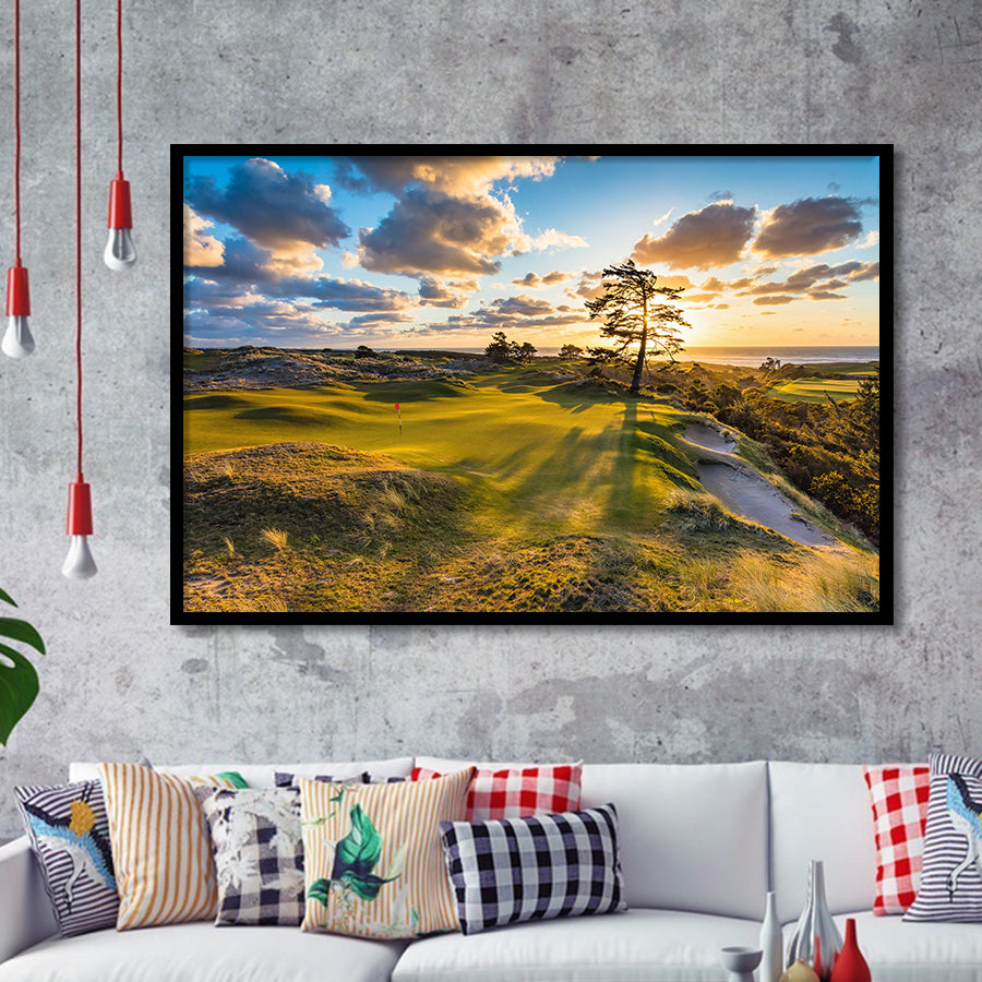 Bandon Preserve Golf Course Hole 11 Sunset 2, Golf Sport Print, Golf Lover, Framed Art Prints Home Decor