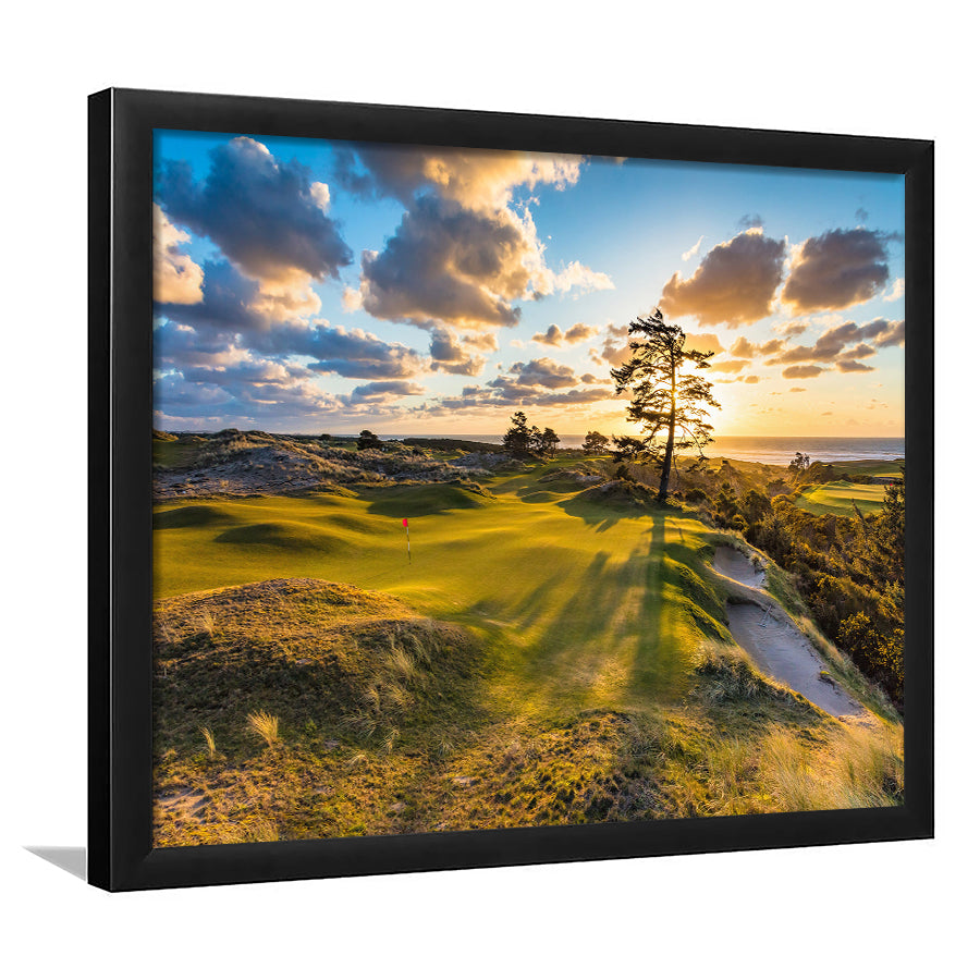 Bandon Preserve Golf Course Hole 11 Sunset 2, Golf Sport Print, Golf Lover, Framed Art Prints Home Decor
