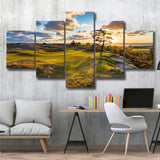 Bandon Preserve Golf Course Hole 11 Sunset 2, Golf Art Print, 5 Panels Canvas Prints Wall Art Decor
