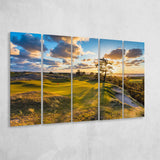 Bandon Preserve Golf Course Hole 11 Sunset 2, 5 Panels Extra Large Canvas Prints Wall Art Decor