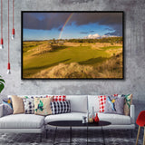 Bandon Preserve Golf Course, Hole 1 Rainbow, Golf Art Print, Framed Canvas Prints Wall Art Decor, Floating Frame