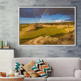 Bandon Preserve Golf Course, Hole 1 Rainbow, Golf Art Print, Framed Canvas Prints Wall Art Decor, Floating Frame