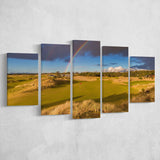 Bandon Preserve Golf Course, Hole 1 Rainbow, Golf Art Print, 5 Panels Canvas Prints Wall Art Decor