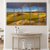 Bandon Preserve Golf Course, Hole 1 Rainbow, 5 Panels Extra Large Canvas Prints Wall Art Decor