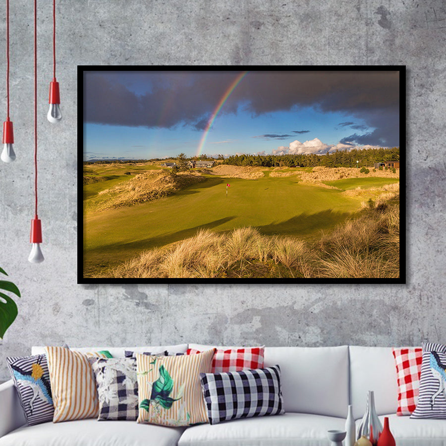 Bandon Preserve Golf Course, Hole 1 Rainbow, Golf Sport Print, Golf Lover, Framed Art Prints Home Decor