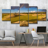 Bandon Preserve Golf Course, Hole 1 Rainbow, Golf Art Print, 5 Panels Canvas Prints Wall Art Decor