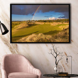 Bandon Preserve Golf Course, Hole 1 Rainbow, Golf Art Print, Framed Canvas Prints Wall Art Decor, Floating Frame