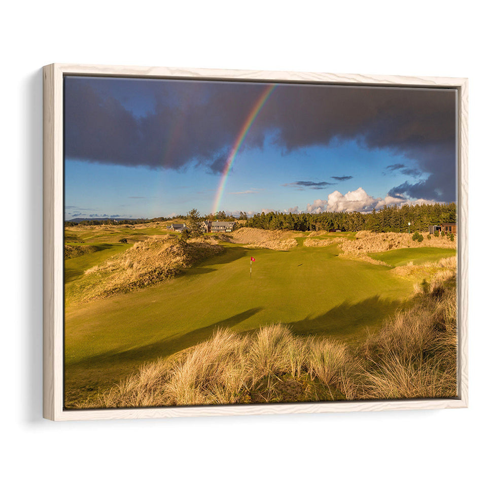 Bandon Preserve Golf Course, Hole 1 Rainbow, Golf Art Print, Framed Canvas Prints Wall Art Decor, Floating Frame