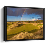 Bandon Preserve Golf Course, Hole 1 Rainbow, Golf Art Print, Framed Canvas Prints Wall Art Decor, Floating Frame