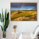 Bandon Preserve Golf Course, Hole 1 Rainbow, Golf Art Print, Framed Canvas Prints Wall Art Decor, Floating Frame