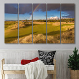 Bandon Preserve Golf Course, Hole 1 Rainbow, 5 Panels Extra Large Canvas Prints Wall Art Decor
