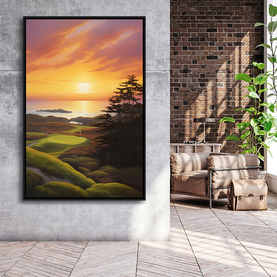 Bandon Preserve Golf Course Painting Art,Framed Canvas Prints,Floating Frame, Wall Art Home Decor