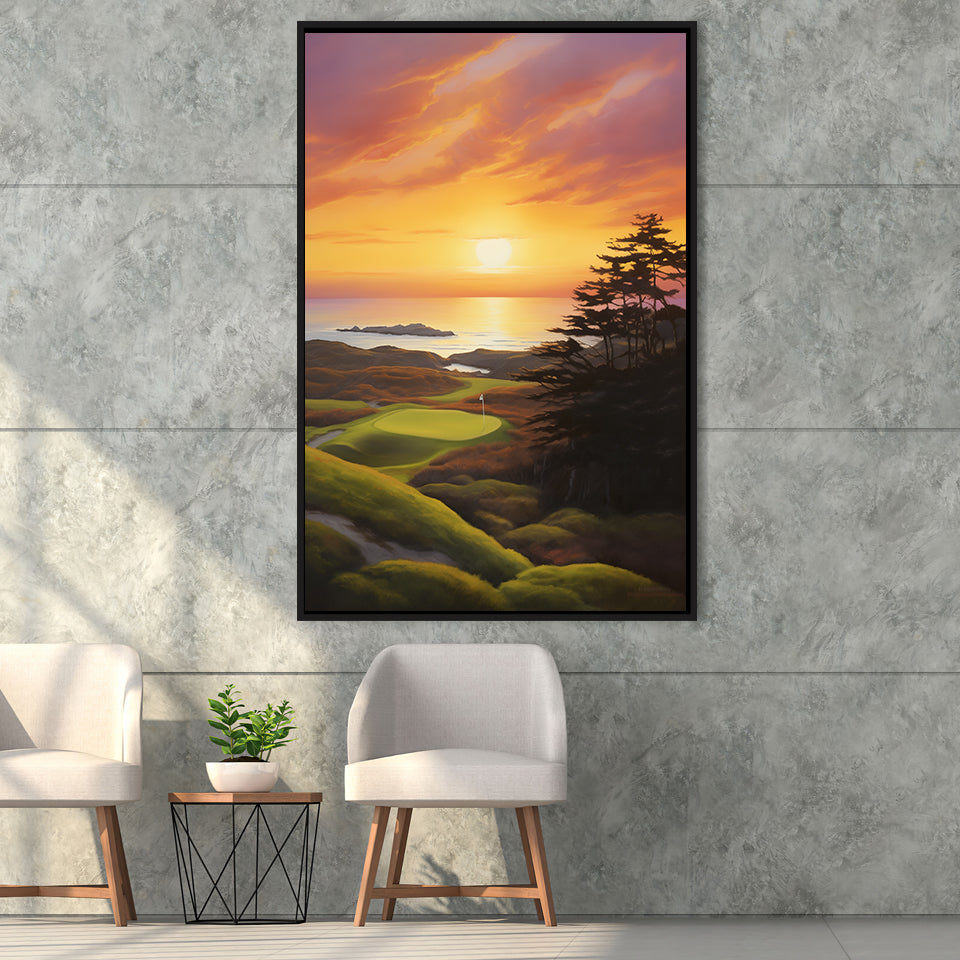 Bandon Preserve Golf Course Painting Art,Framed Canvas Prints,Floating Frame, Wall Art Home Decor