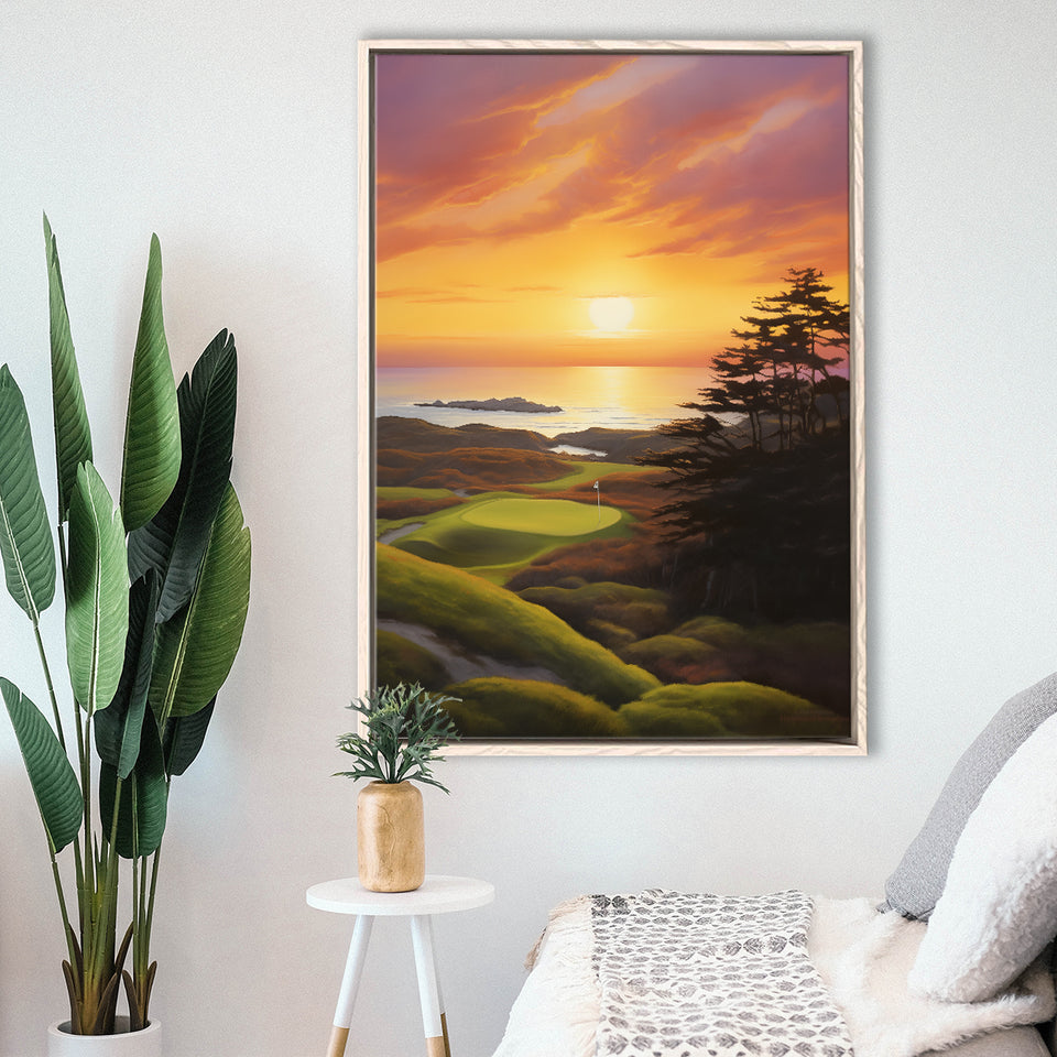 Bandon Preserve Golf Course Painting Art,Framed Canvas Prints,Floating Frame, Wall Art Home Decor
