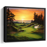 Bandon Preserve Golf Course Sunset Painting, Framed Canvas Prints Wall Art Decor, Floating Frame