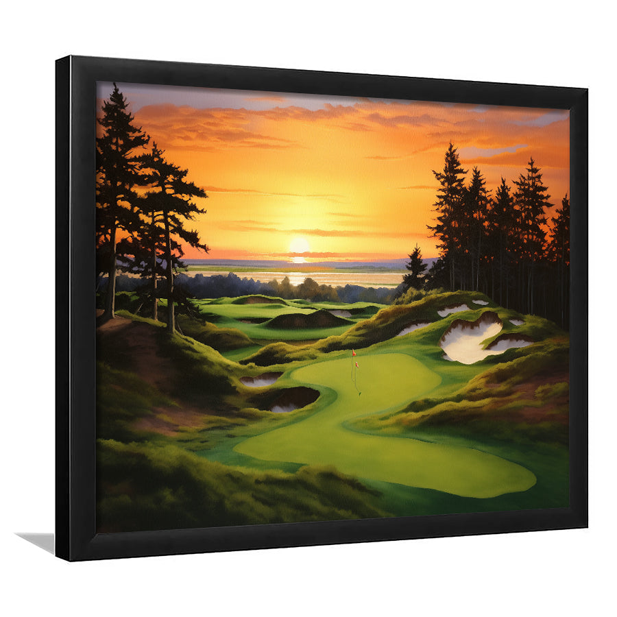 Bandon Preserve Golf Course Sunset Painting Framed Art Prints Wall Decor, Framed Painting Art
