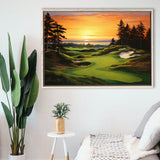 Bandon Preserve Golf Course Sunset Painting, Framed Canvas Prints Wall Art Decor, Floating Frame