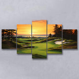 Bandon Preserve Golf Course Sunset Painting Mixed 5 Panel Large Canvas Prints Wall Art Decor