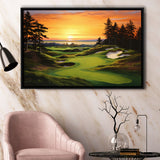 Bandon Preserve Golf Course Sunset Painting, Framed Canvas Prints Wall Art Decor, Floating Frame