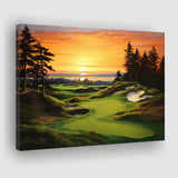 Bandon Preserve Golf Course Sunset Painting Canvas Prints Wall Art, Painting Art Home Decor