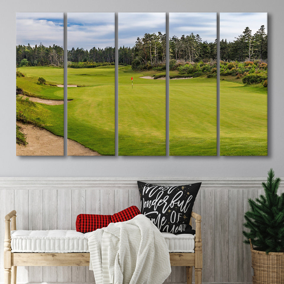 Bandon Trails Golf Course, Hole 15, 5 Panels Extra Large Canvas Prints Wall Art Decor