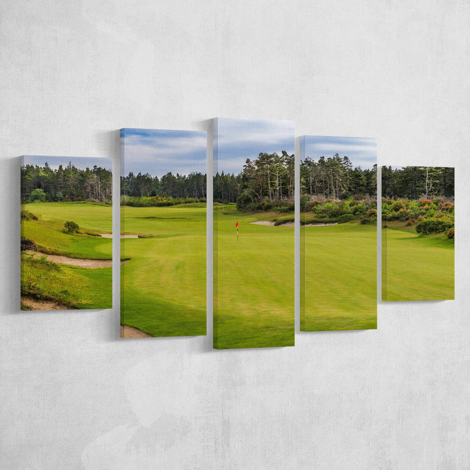 Bandon Trails Golf Course, Hole 15, Golf Art Print, 5 Panels Canvas Prints Wall Art Decor