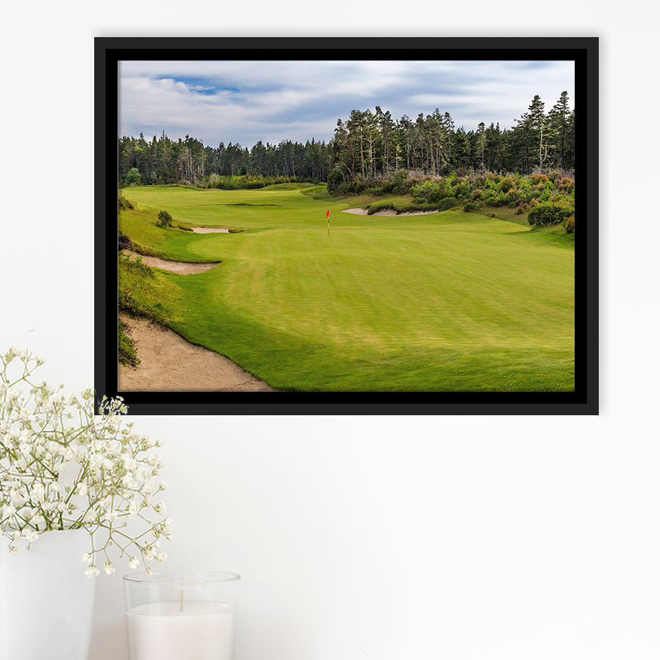 Bandon Trails Golf Course, Hole 15, Golf Art Print, Framed Canvas Prints Wall Art Decor, Floating Frame
