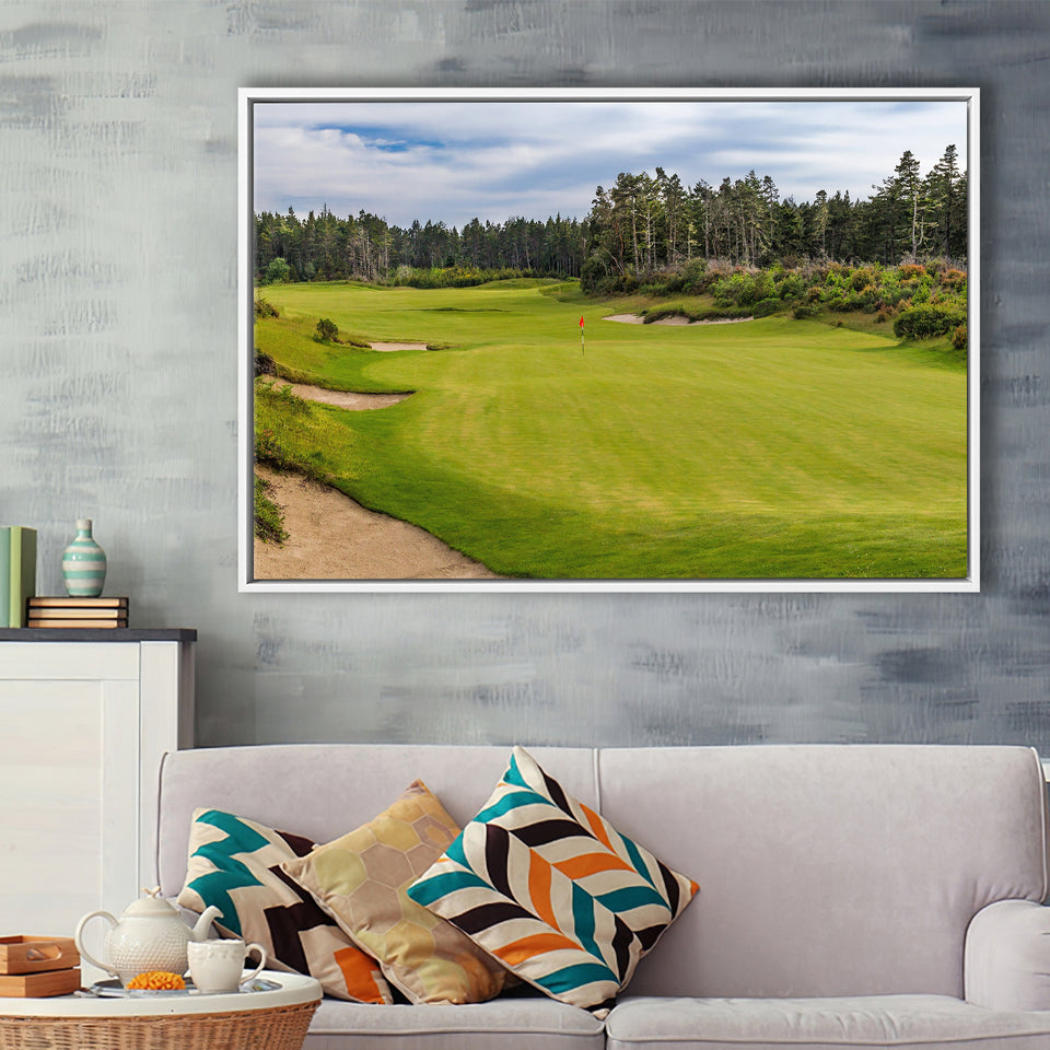 Bandon Trails Golf Course, Hole 15, Golf Art Print, Framed Canvas Prints Wall Art Decor, Floating Frame