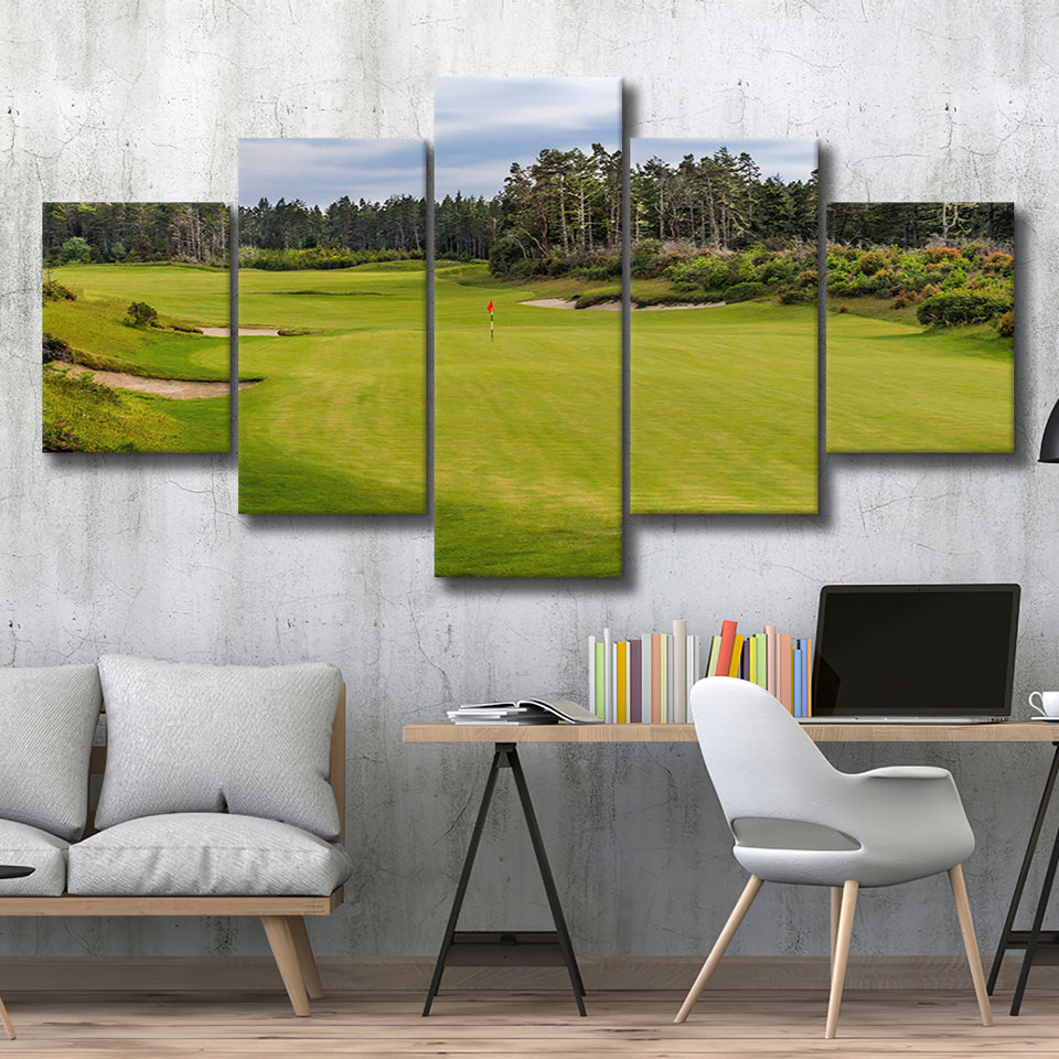 Bandon Trails Golf Course, Hole 15, Golf Art Print, 5 Panels Canvas Prints Wall Art Decor