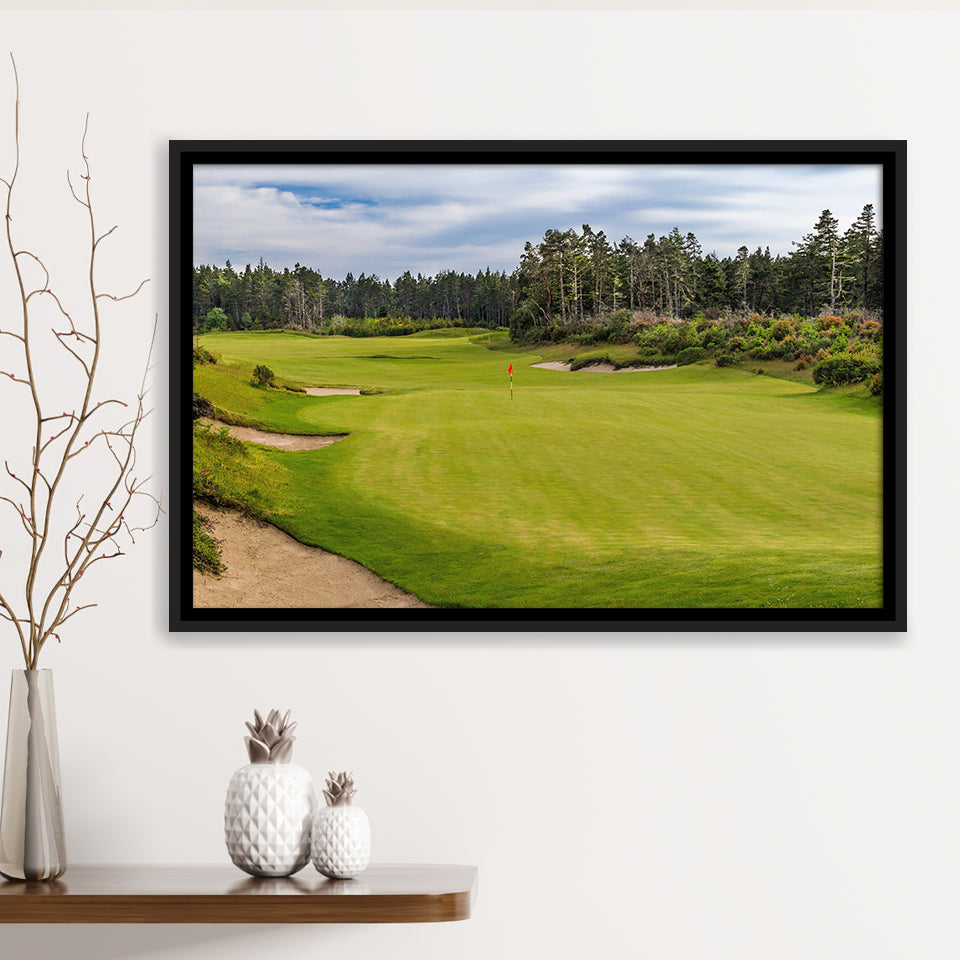 Bandon Trails Golf Course, Hole 15, Golf Art Print, Framed Canvas Prints Wall Art Decor, Floating Frame
