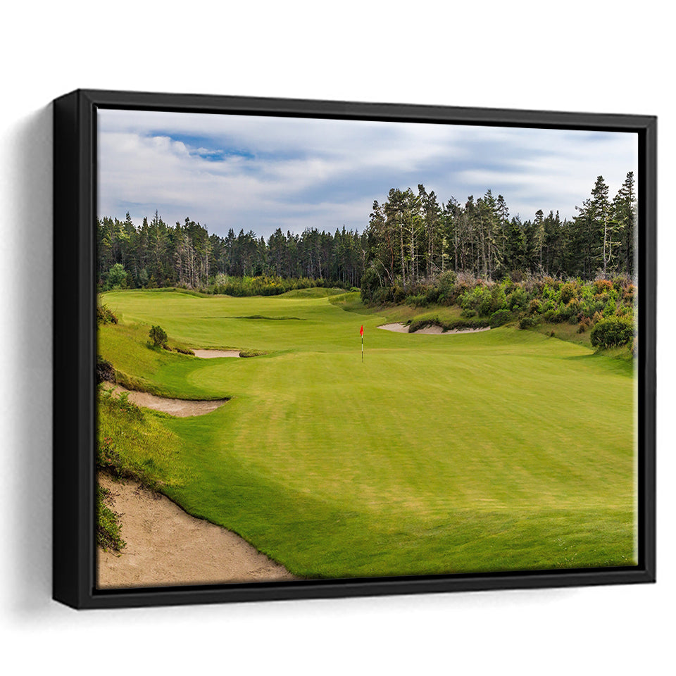 Bandon Trails Golf Course, Hole 15, Golf Art Print, Framed Canvas Prints Wall Art Decor, Floating Frame
