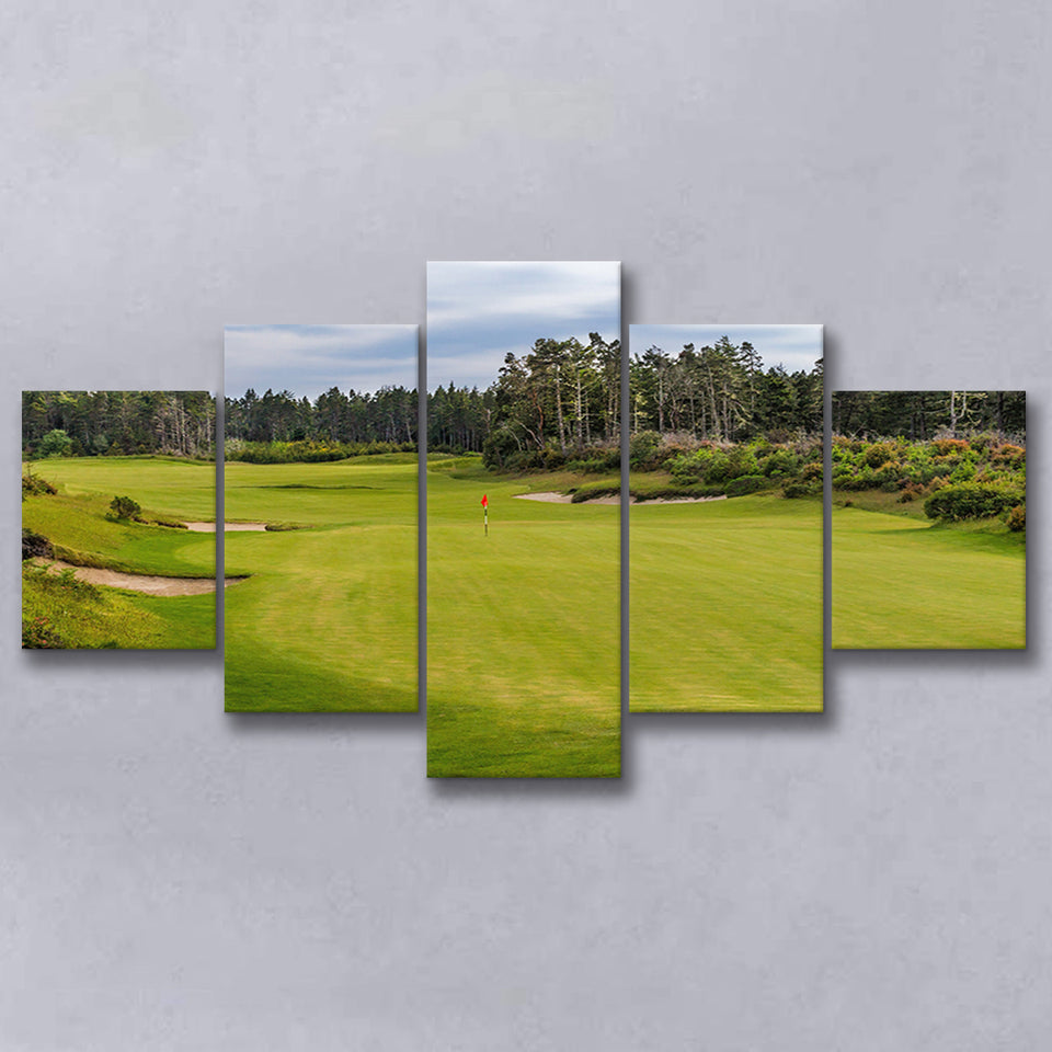 Bandon Trails Golf Course, Hole 15, Golf Art Print, 5 Panels Canvas Prints Wall Art Decor