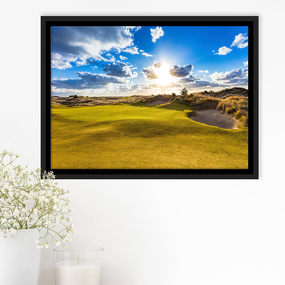Bandon Trails Golf Course, Hole 18, Golf Art Print, Framed Canvas Prints Wall Art Decor, Floating Frame