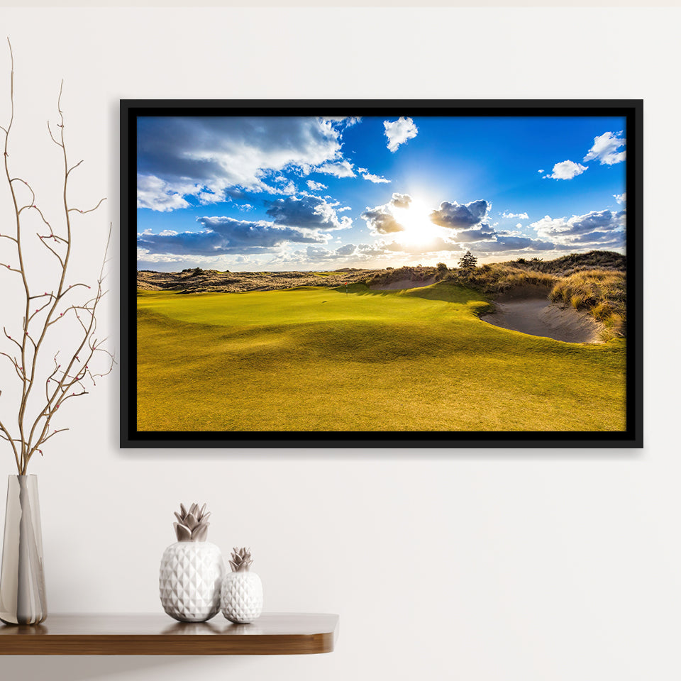 Bandon Trails Golf Course, Hole 18, Golf Art Print, Framed Canvas Prints Wall Art Decor, Floating Frame