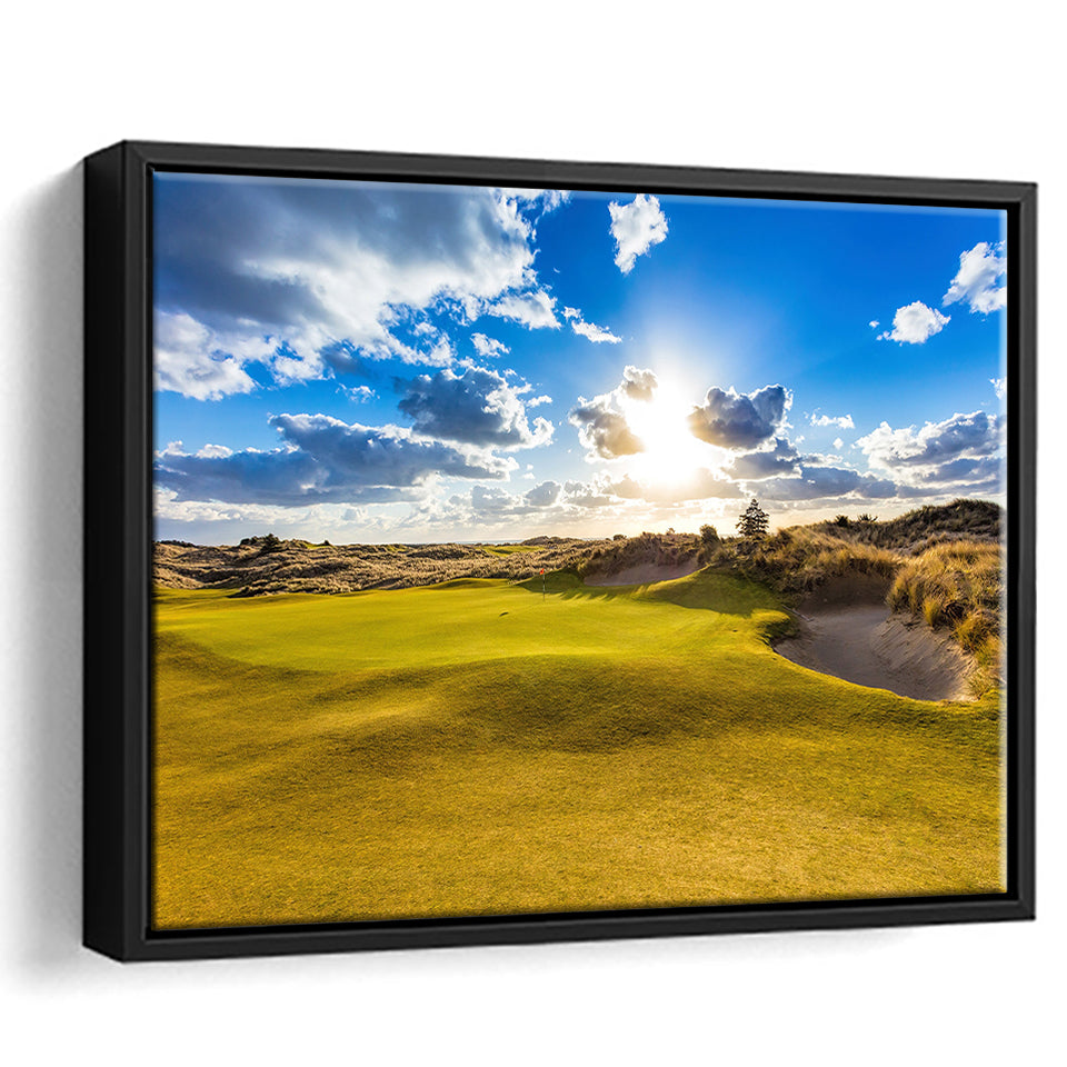 Bandon Trails Golf Course, Hole 18, Golf Art Print, Framed Canvas Prints Wall Art Decor, Floating Frame