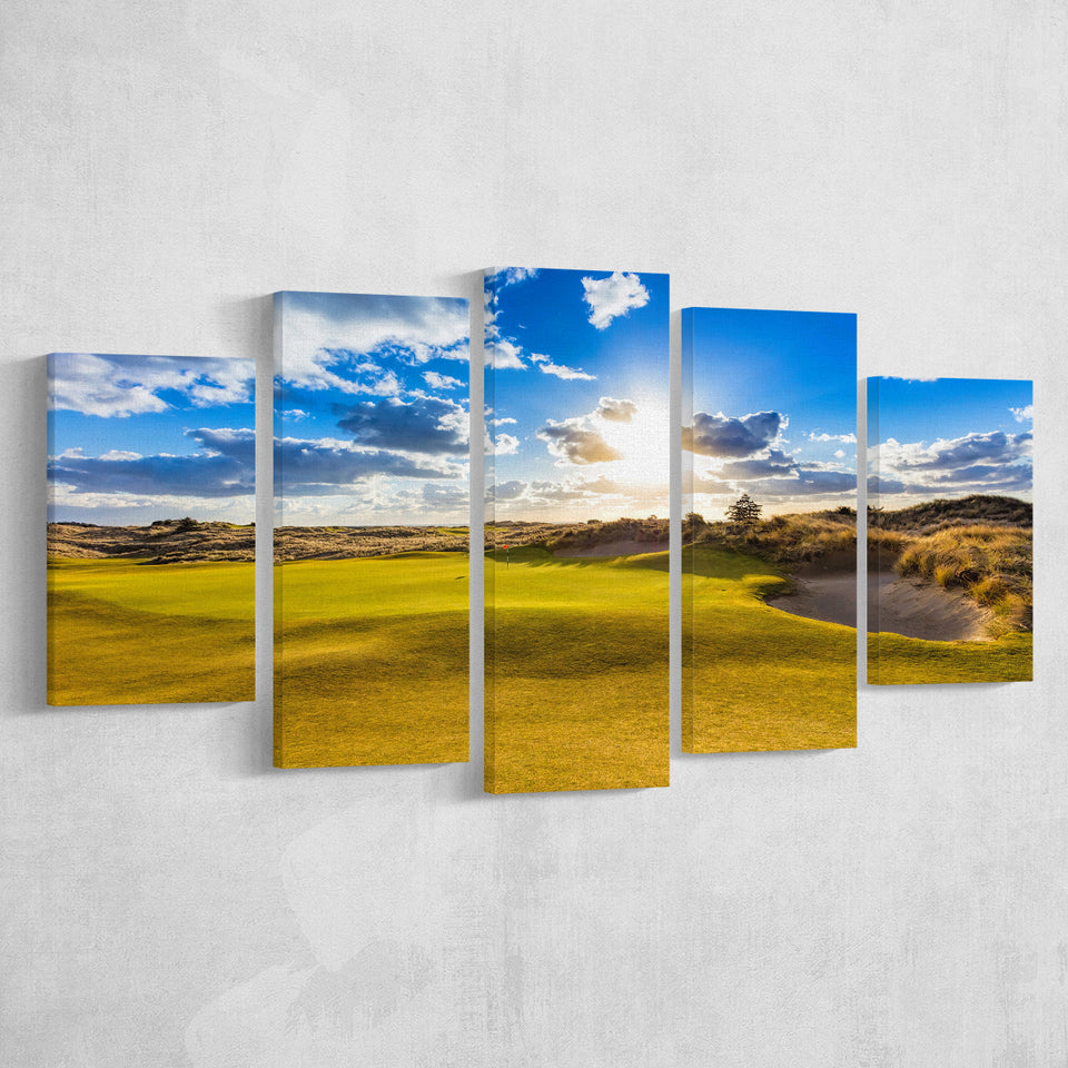 Bandon Trails Golf Course, Hole 18, Golf Art Print, 5 Panels Canvas Prints Wall Art Decor