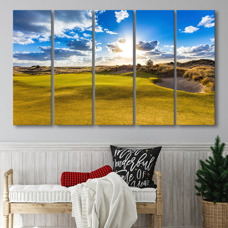 Bandon Trails Golf Course, Hole 18, 5 Panels Extra Large Canvas Prints Wall Art Decor