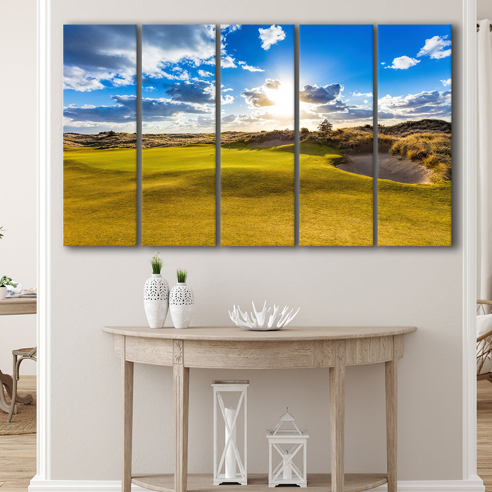 Bandon Trails Golf Course, Hole 18, 5 Panels Extra Large Canvas Prints Wall Art Decor
