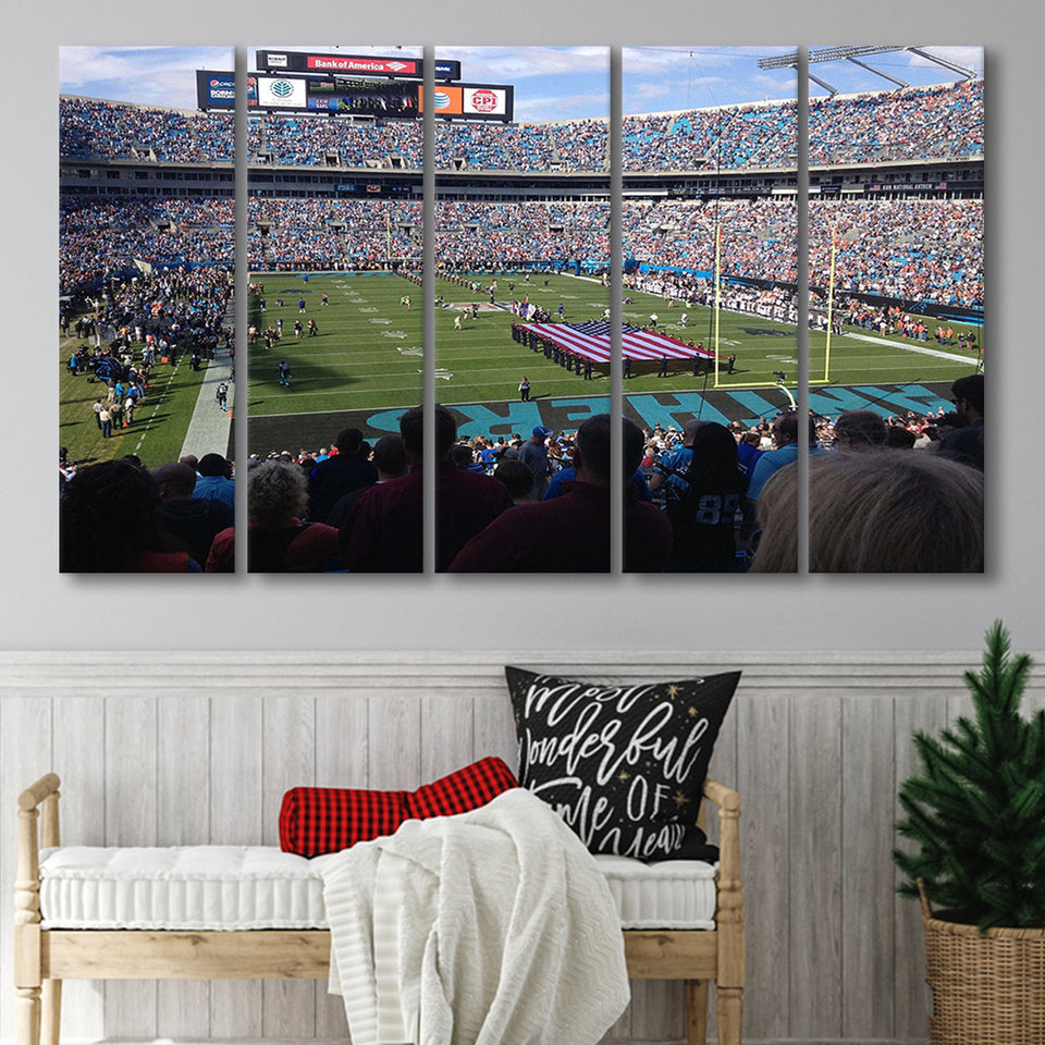 Bank Of America Stadium Canvas Prints Carolina Panthers Wall Art,Multi Panels B,Sport Stadium Art Prints, Fan Gift