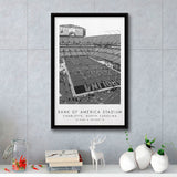 Bank Of America Stadium Carolina Panthers Black And White Art Framed Canvas Prints Wall Art Home Decor, Floating Frame